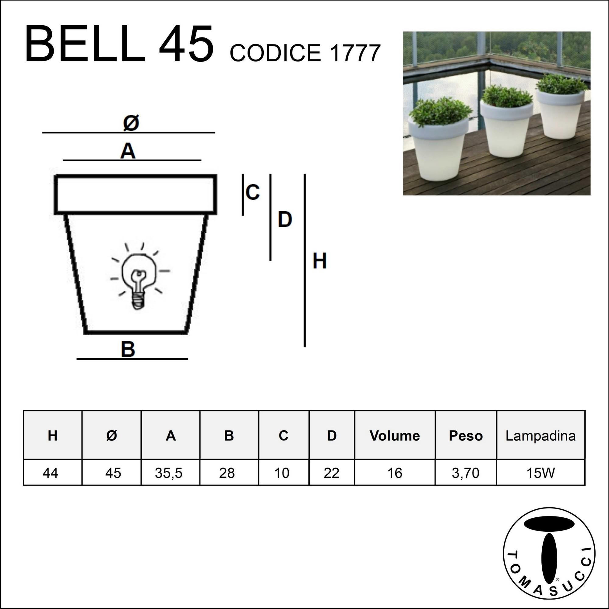 Tomasucci Vaso luminoso per esterno / interno BELL 45 - NEW GARDEN bianco