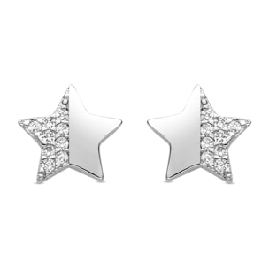 Pendientes de Circonita Brillante acabados en rodio