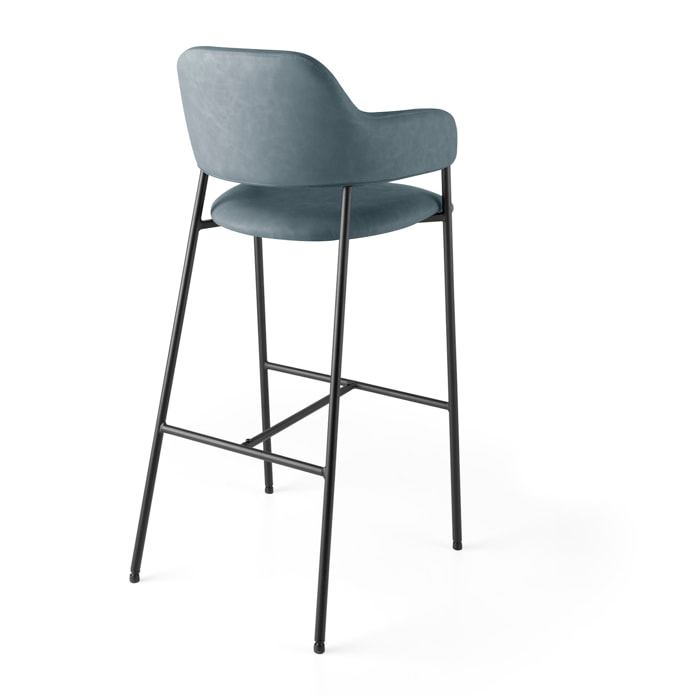 Set de 2 taburetes – Polipiel azul marino y base negra