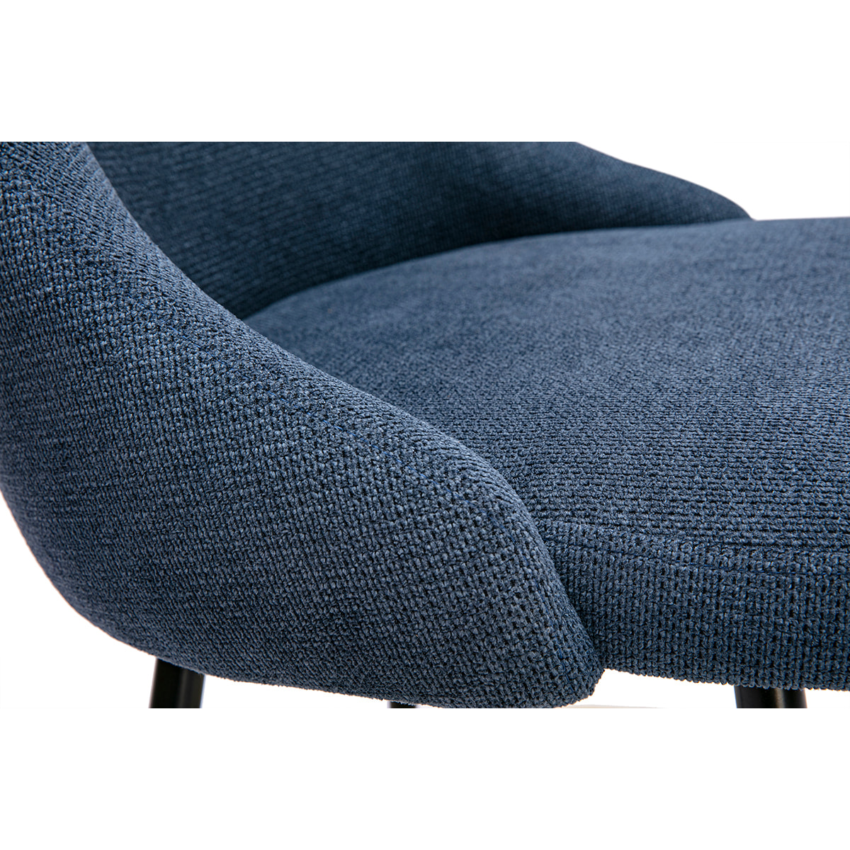 Chaises en tissu chenille bleu foncé et métal noir (lot de 2) HASTA