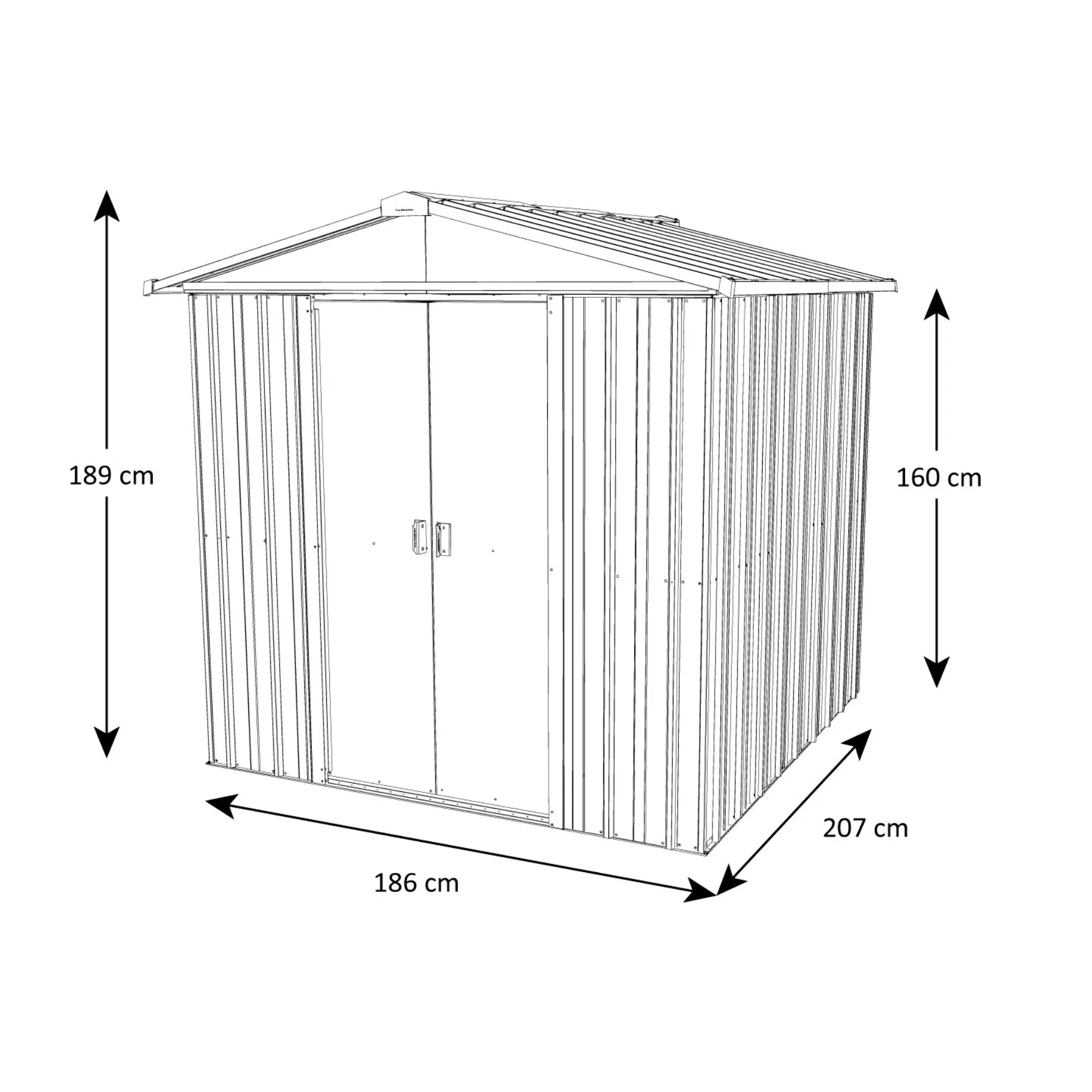 Abri de jardin métal gris Yardmaster 3,85 m² + kit d'ancrage