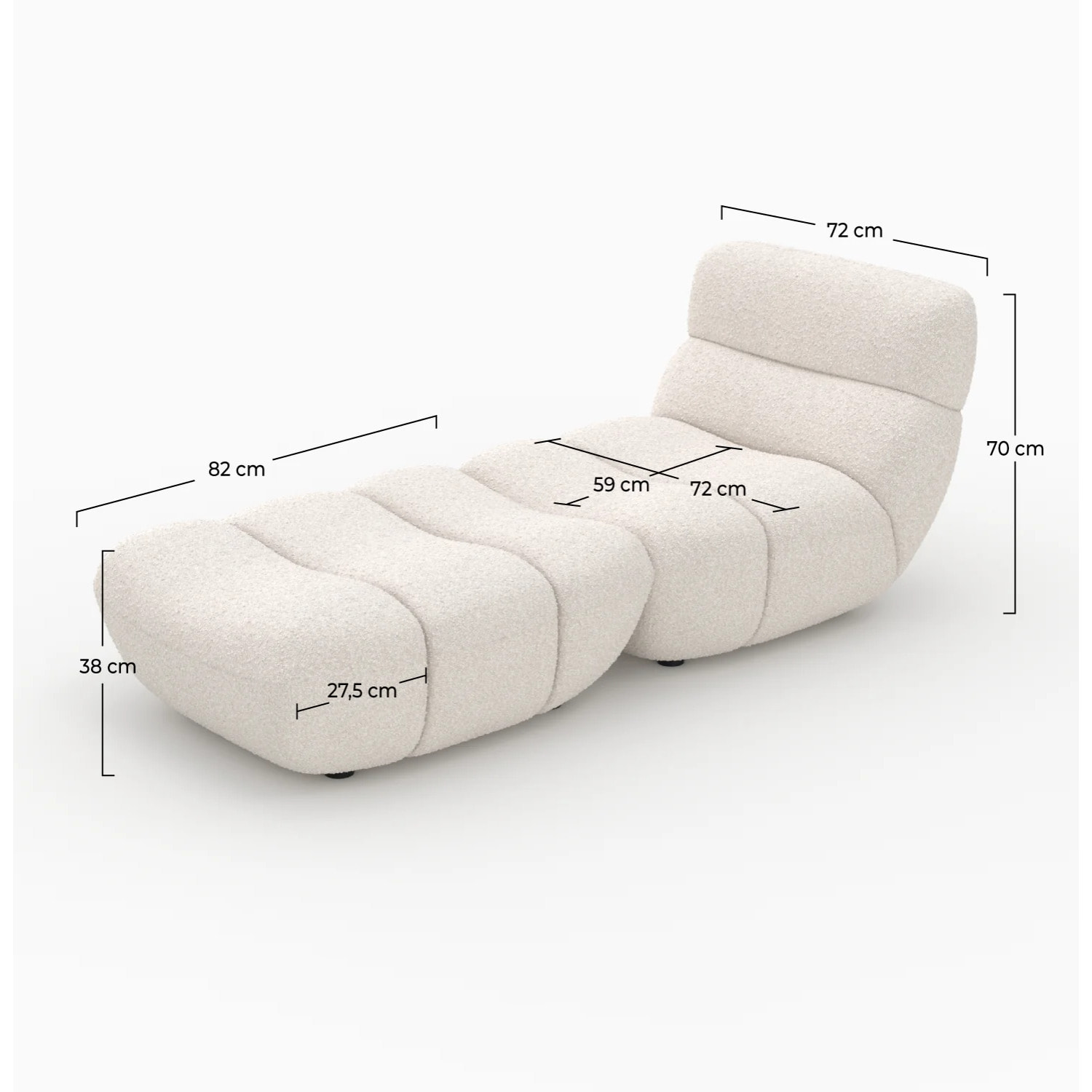 Ensemble fauteuil et pouf en tissu bouclé blanc - Teddy