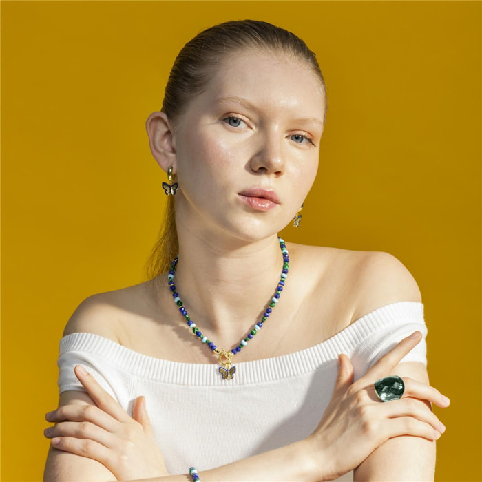 Collar con Lapislazuli Natural acabado oro 18k