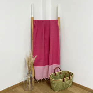 Fouta nid d’abeille traditionnelle - Mikanda Fuchsia - 100x200cm - 190g/m²