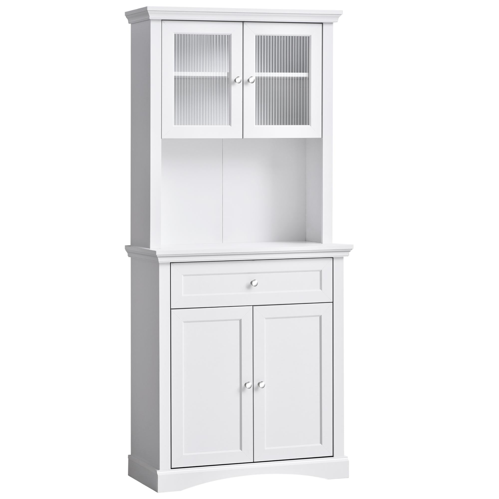 Alacena de Cocina Moderno Armario de Cocina con 1 Cajón 4 Puertas y Estantes Ajustables Carga 50 kg Mueble de Cocina para Comedor Salón 79x40x180 cm Blanco