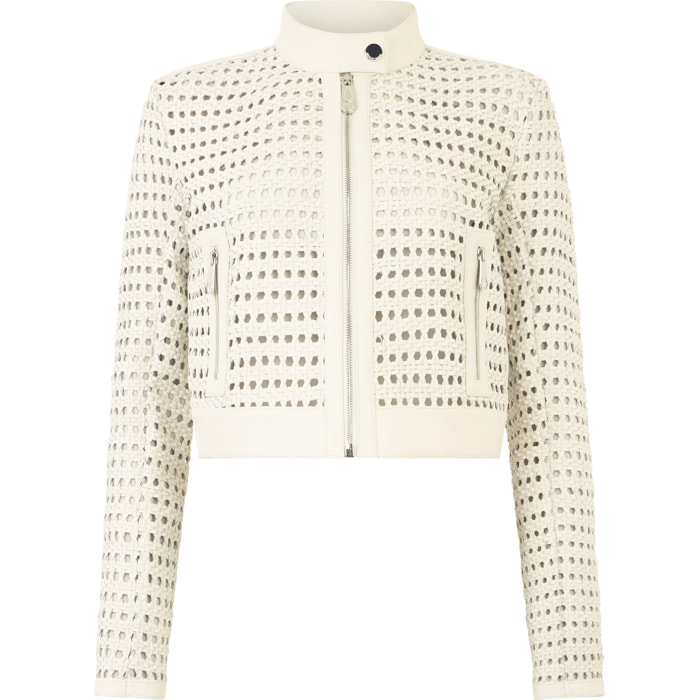 PHILIPP PLEIN Weaved Leather Fitted Jacket