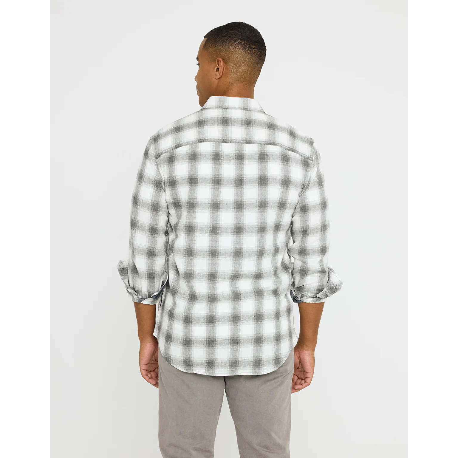 Camisa Manga Larga Cuadros Gris - Broadca