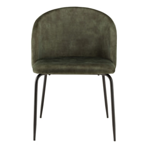 TOM - Lot de 2 chaises velours vert sapin dossier enveloppant