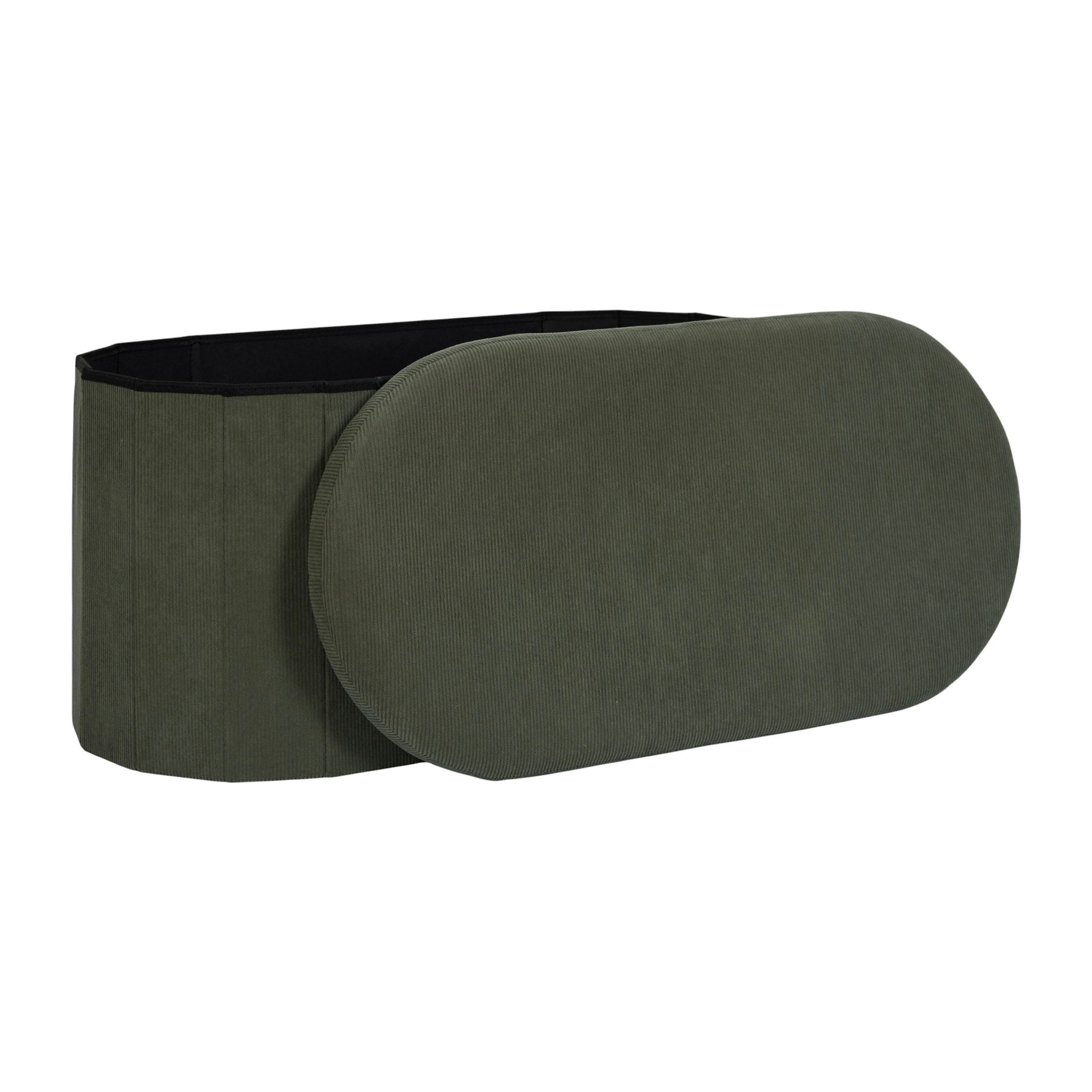 Coffre Banc Pliable - HOME DECO FACTORY - Jules - Tissu Côtelé - Vert