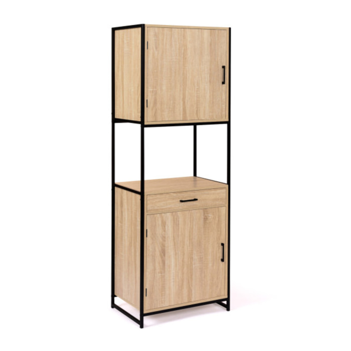 Vaisselier industriel Memphis - Bois / Noir