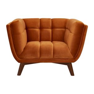 Fauteuil Mona en velours orange curcuma