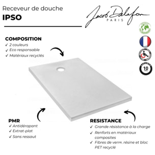 Pack receveur de douche 100 x 80 Ipso rectangle blanc + Kit d'étanchéité WEDI