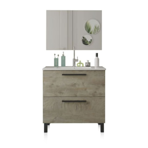 Mueble de baño con espejo Sense 2 cajones Roble Alaska