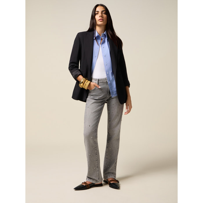 Oltre - Jeans regular con castoni - Grigio