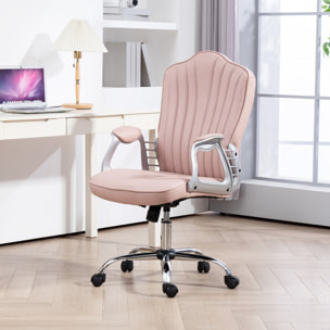 Silla de Oficina Silla de Escritorio Giratoria con Altura Ajustable Reposabrazos Respaldo Curvado Función de Basculante Rosa