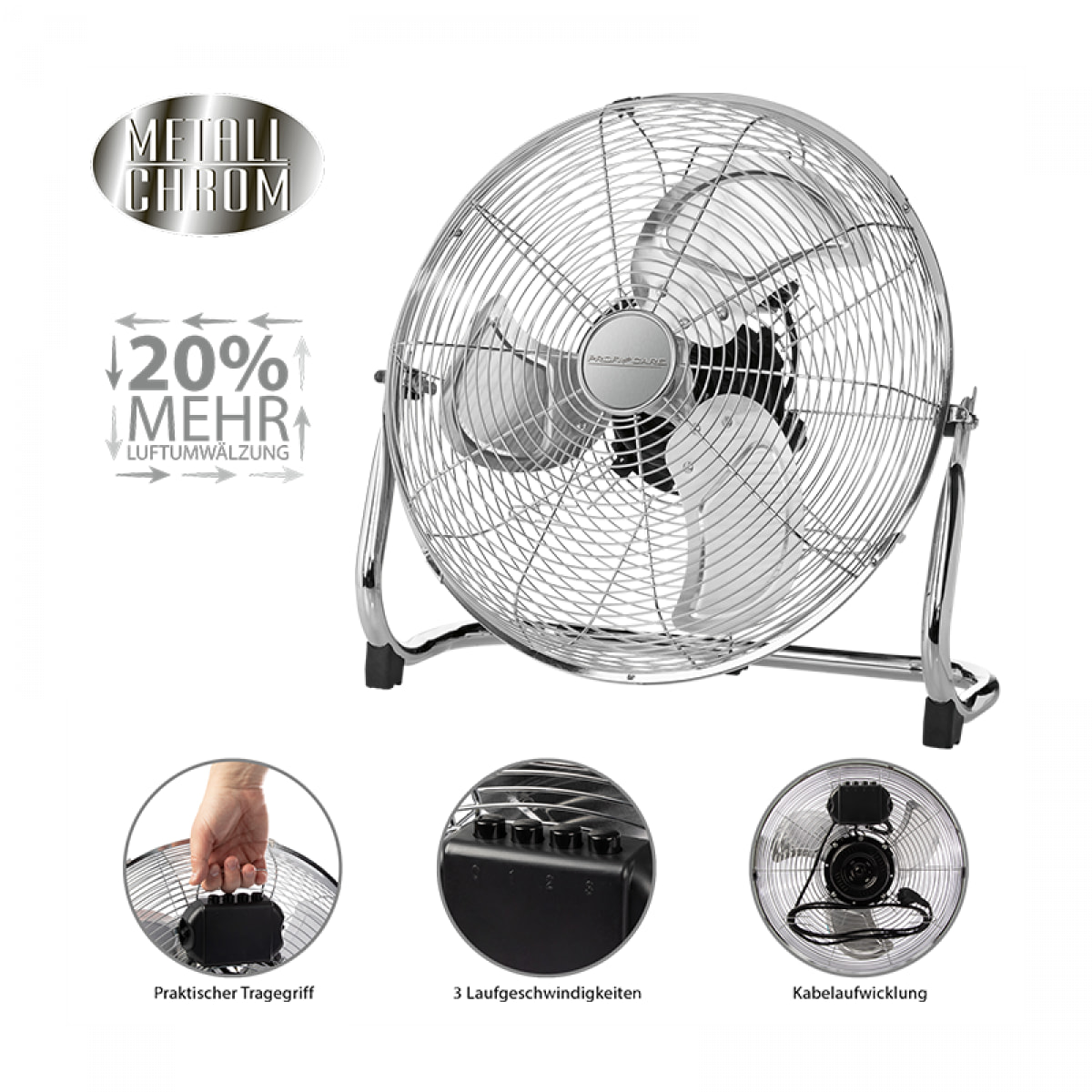 ProfiCare PC-VL 3069 Household Fan Black,White - ProfiCare PC-VL 3069, Household Blade Fan, Black,White, Floor, Buttons, 7.5 H, 3 L
