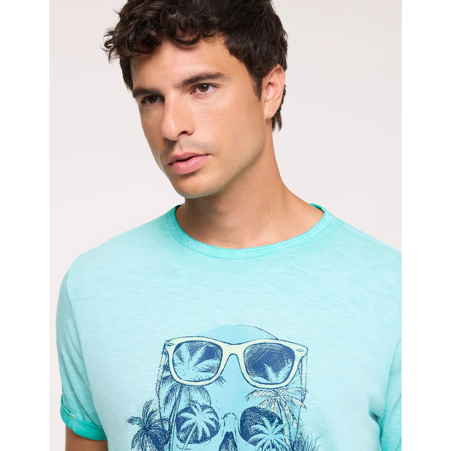 Camiseta Calavera Manga Corta Azul - Skullbay