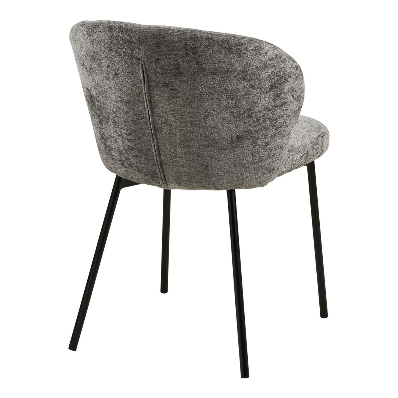 Set 2 sedie da pranzo Roanne in tessuto grigio gambe nere