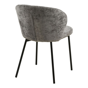 Set 2 sedie da pranzo Roanne in tessuto grigio gambe nere