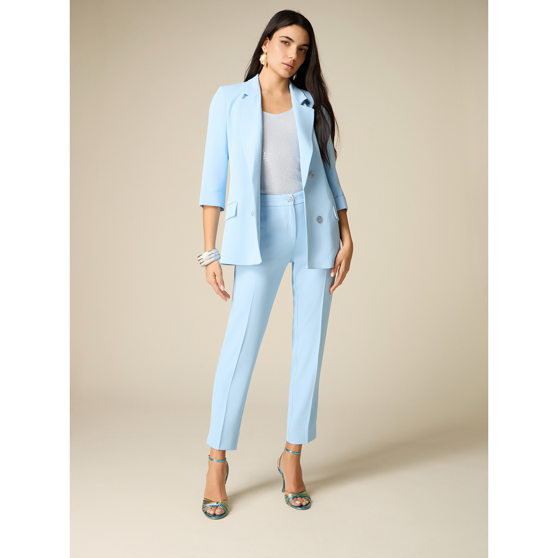 Oltre - Pantalones slim fit - Light - blue