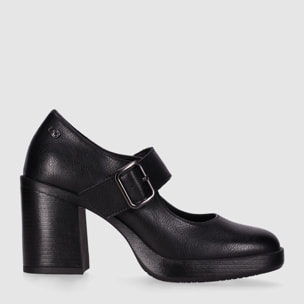 Zapatos de Piel - Negro - Tacón: 6 cm