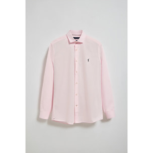 Camisa slim de popelín rosa con logo bordado Rigby Go