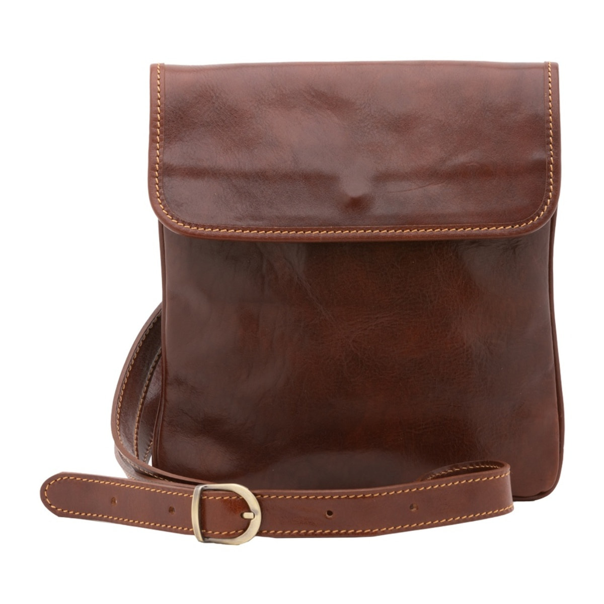 Borsa a tracolla da uomo in vera pelle - Modello False - Made in Italy - 25.0 x 23.0 x 4.0 cm