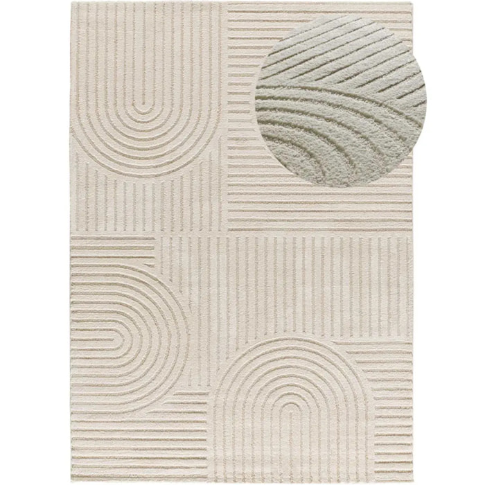 VERONA Alfombra geométrica con relieve en color crema, varias medidas disponibles.