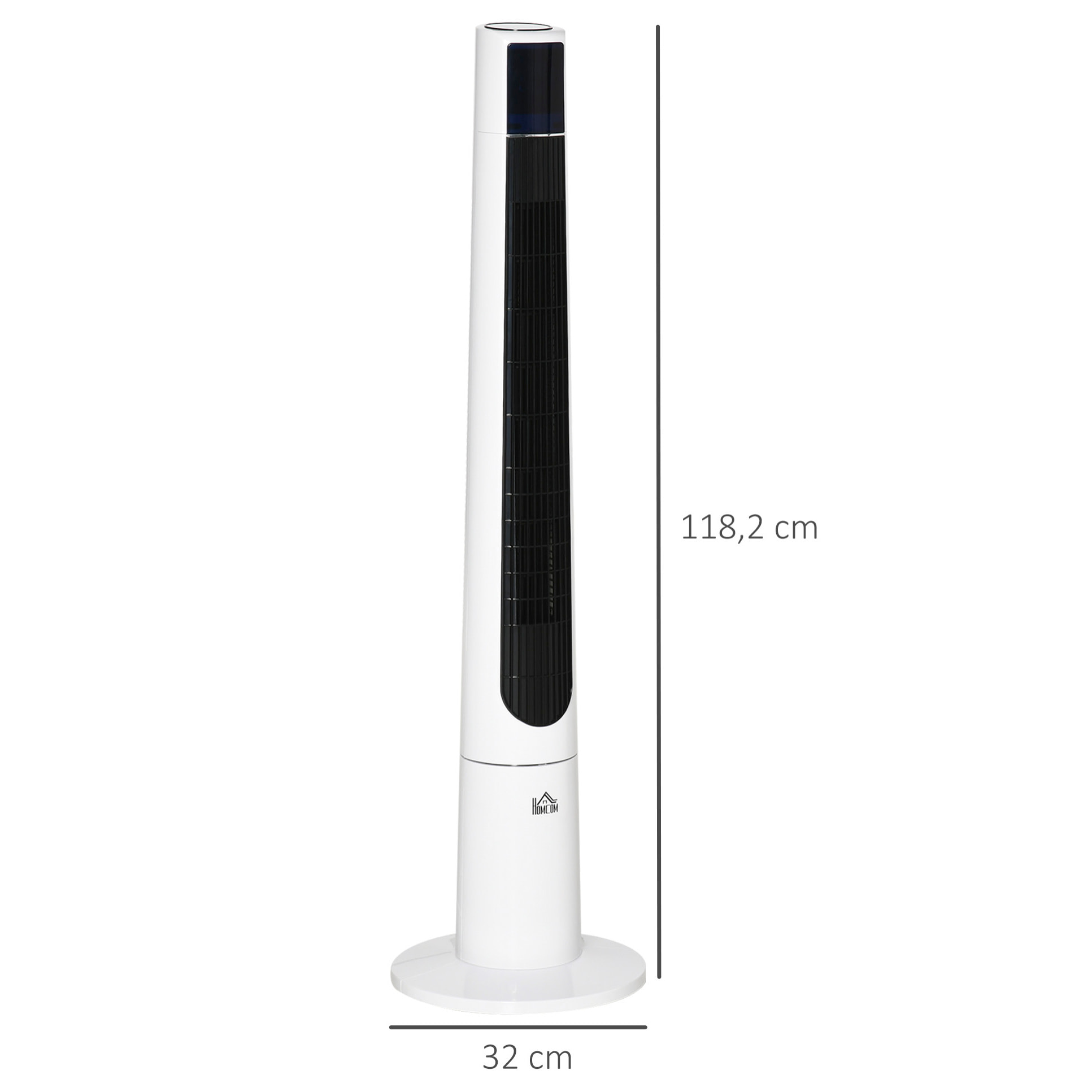 Ventilador de Torre, Ventilador de Pie Silencioso 50W con Control Remoto, 3 Velocidades, 3 Modos, Temporizador 12H, Oscilación 40°, Pantalla LED, para Hogar y Oficina, Blanco