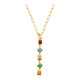 Collana a Cravatta in Argento 925 placcato Oro Giallo 18Kt con Pietre Naturali