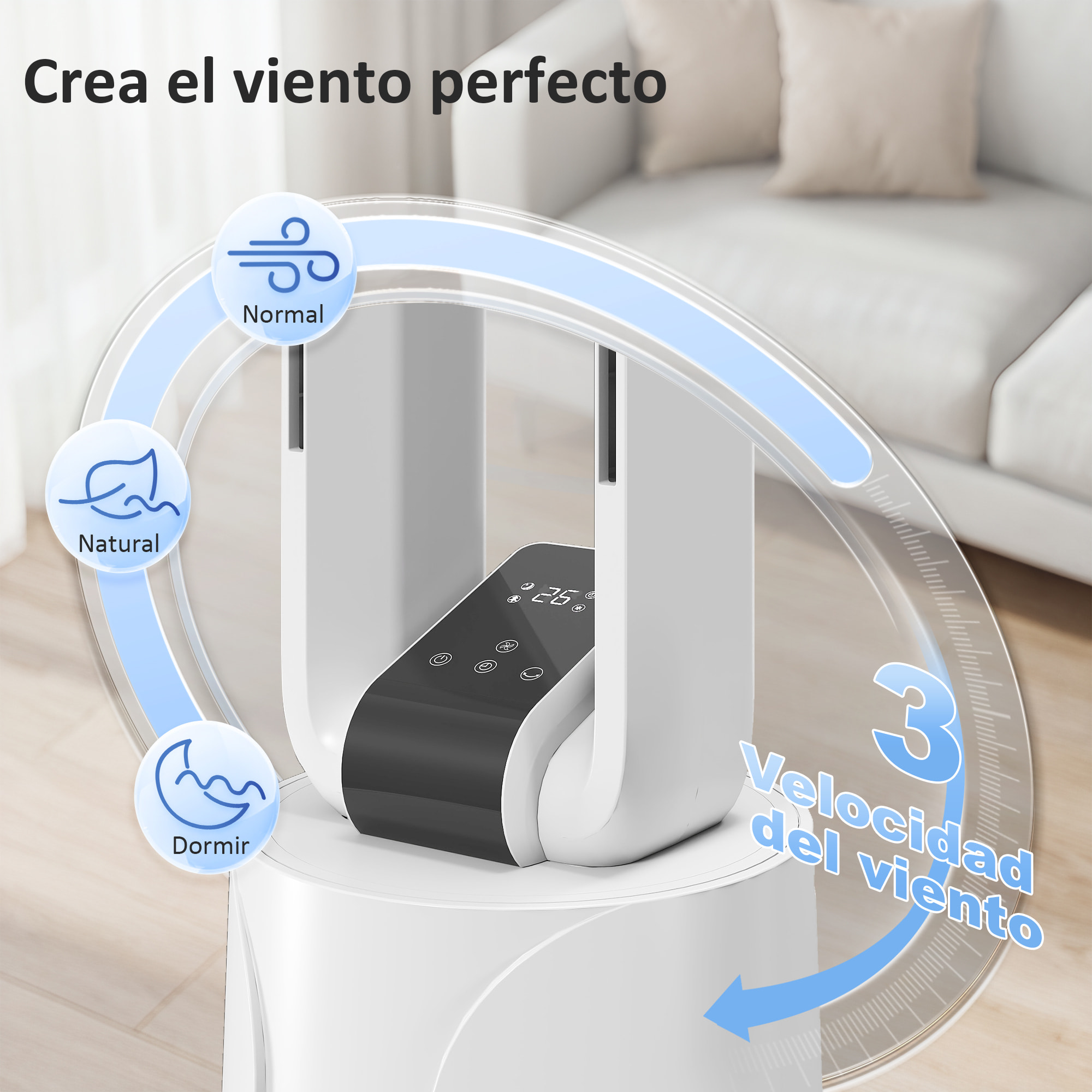 Climatizador Evaporativo 3 en 1 sin Aspas Enfriador de Aire 90 W Depósito de 1,7L Temporizador hasta 15H 3 Velocidades 4 Modos Oscilación 70° Mando a Distancia Cajas de Hielo para Hogar Blanco