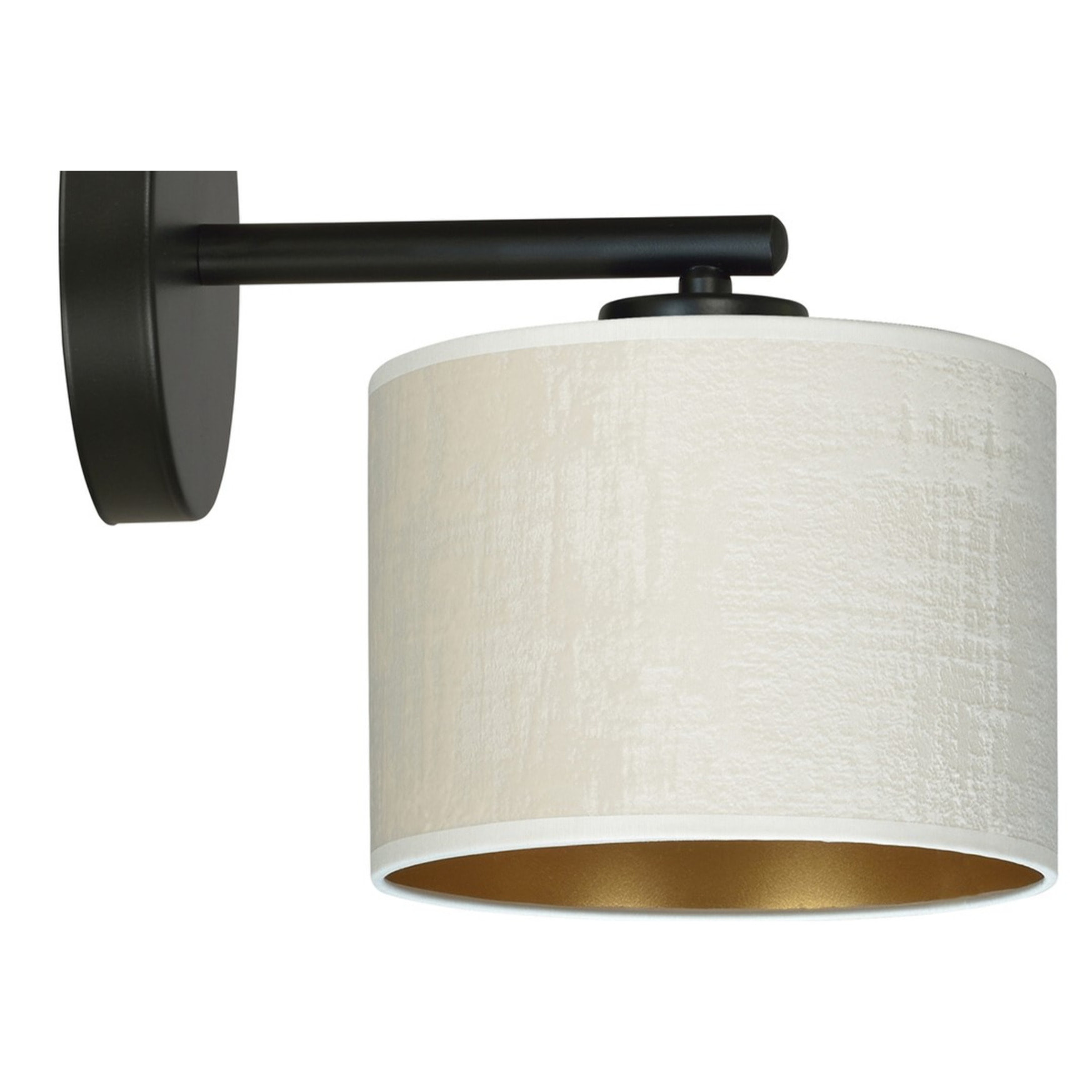 Applique Hilde in acciaio nero con paralume bianco