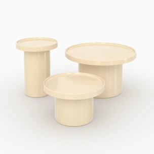 Lot de 3 tables basses laquées blanches en MDF  - Nora