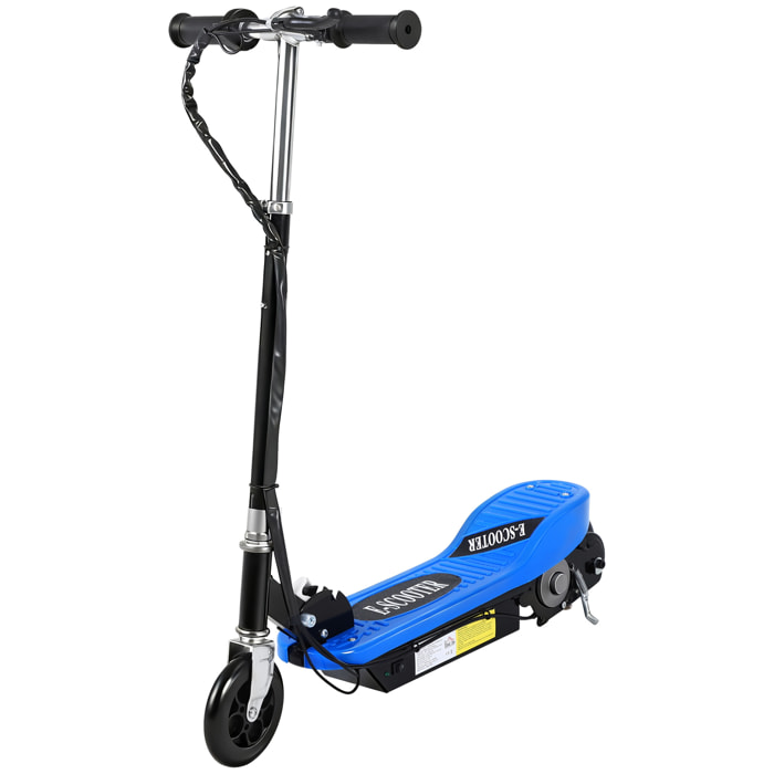 Patinete Eléctrico Plegable para Niños y Adolescentes de +7 Años Velocidad de 10 km/h Scooter Eléctrico con Manillar Ajustable en Altura y Frenos Carga Máx. 50 kg 78x37x87-95 cm Azul