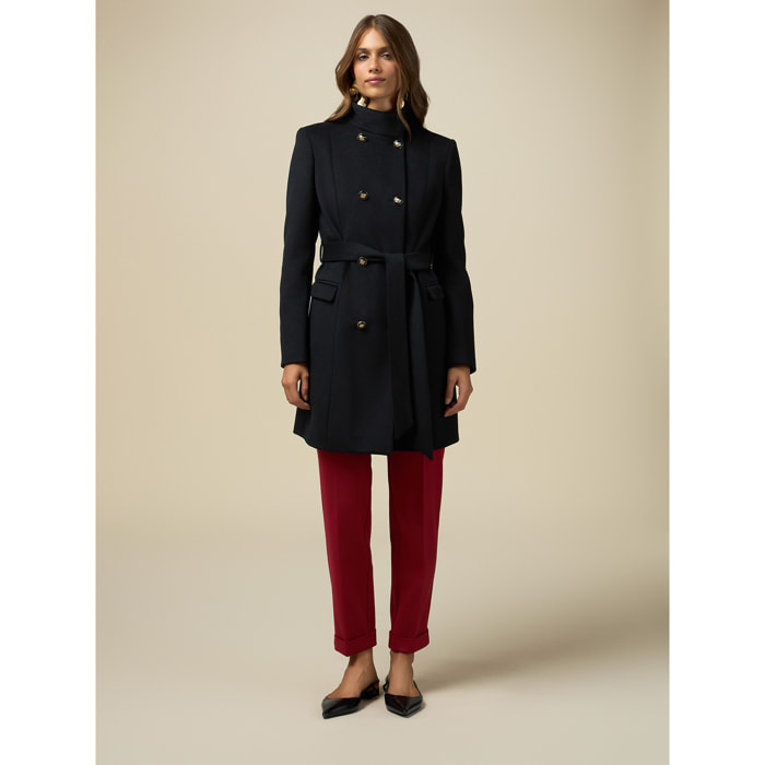 Oltre - Double-breasted coat with belt - Negro