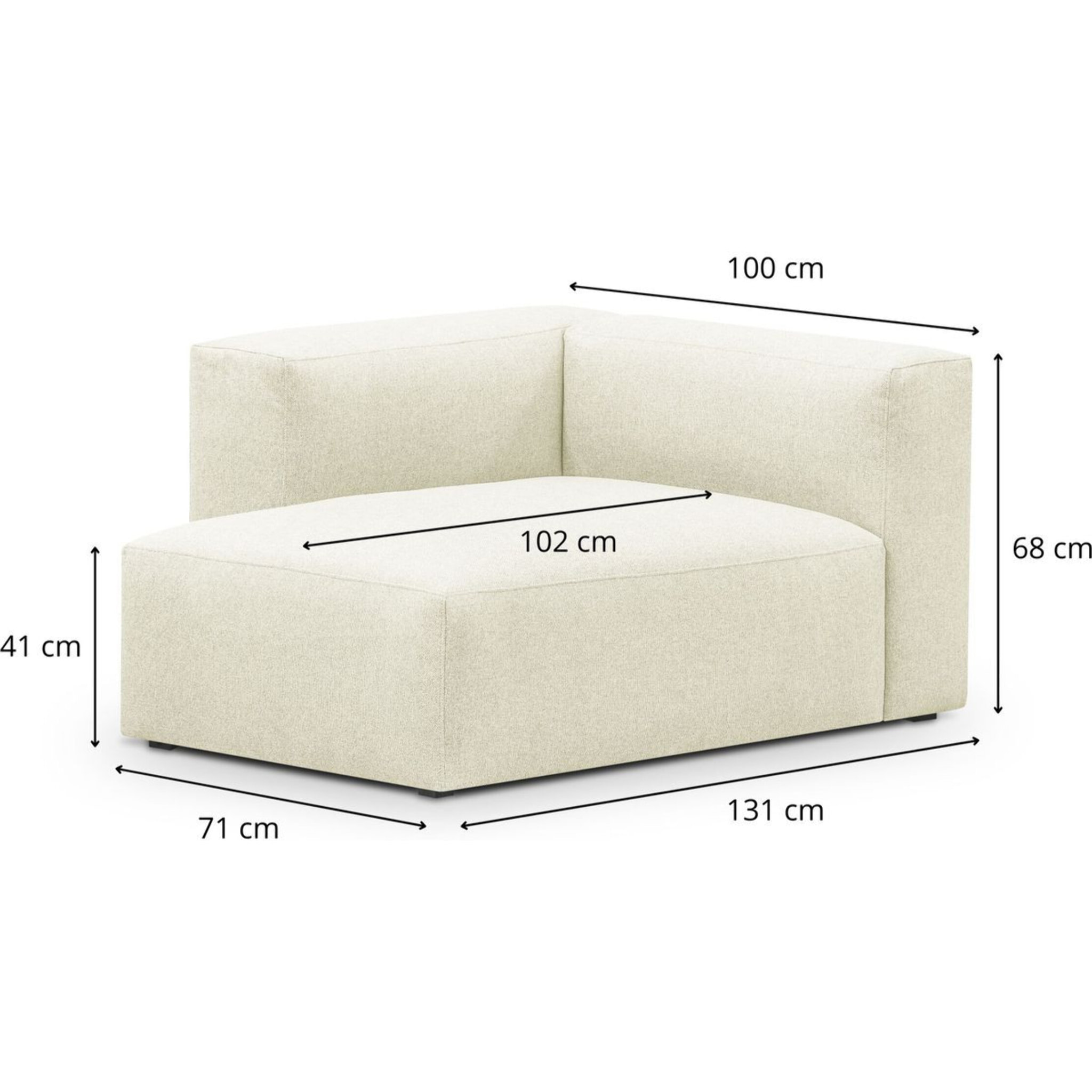 Méridienne d'angle à gauche modulable en tissu - MODULO NEW