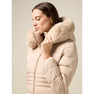 Oltre - Plumífero midi con capucha - Beige