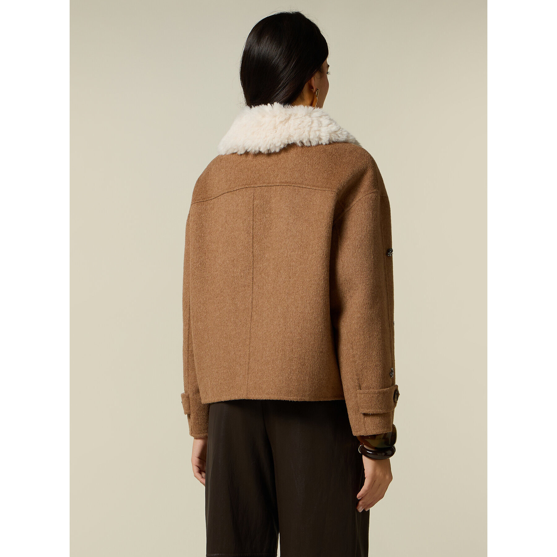 Oltre - Giubbotto misto lana con castoni - Beige