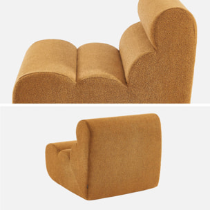 Chauffeuse bouclette texturée moutarde 1 place - L 81 x P 99 x H 75cm - Nova