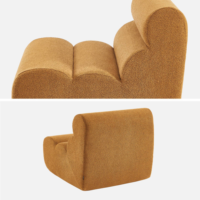 Chauffeuse bouclette texturée moutarde 1 place - L 81 x P 99 x H 75cm - Nova