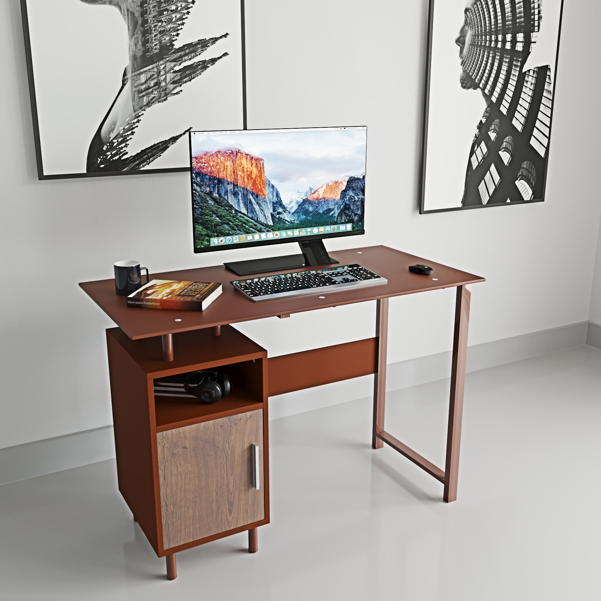 Scrivania Con Ripiano Lucido Vetro Con 2 Scomparti Scrittoio Mobile Computer Desk Ufficio Studio Cameretta Soggiorno Sala Pranzo 110x76.5x55 cm Rovere