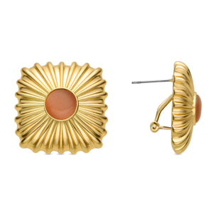 Pendientes de Ojo de Gato Naranja acabados en oro amarillo de 18k