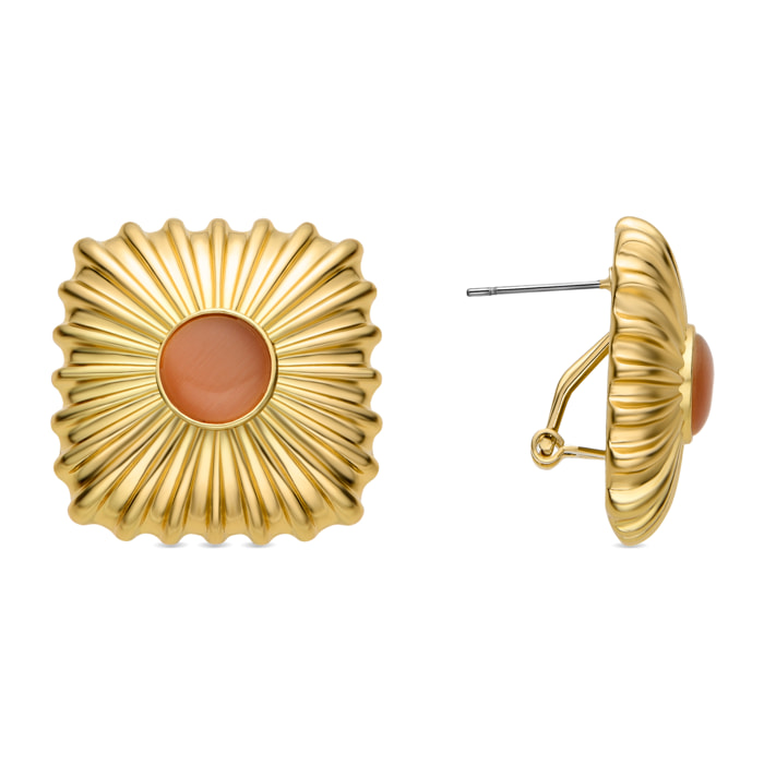 Pendientes de Ojo de Gato Naranja acabados en oro amarillo de 18k