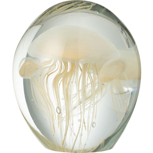 J-Line Presse Papier Calypso Verre Transparent/Beige Large