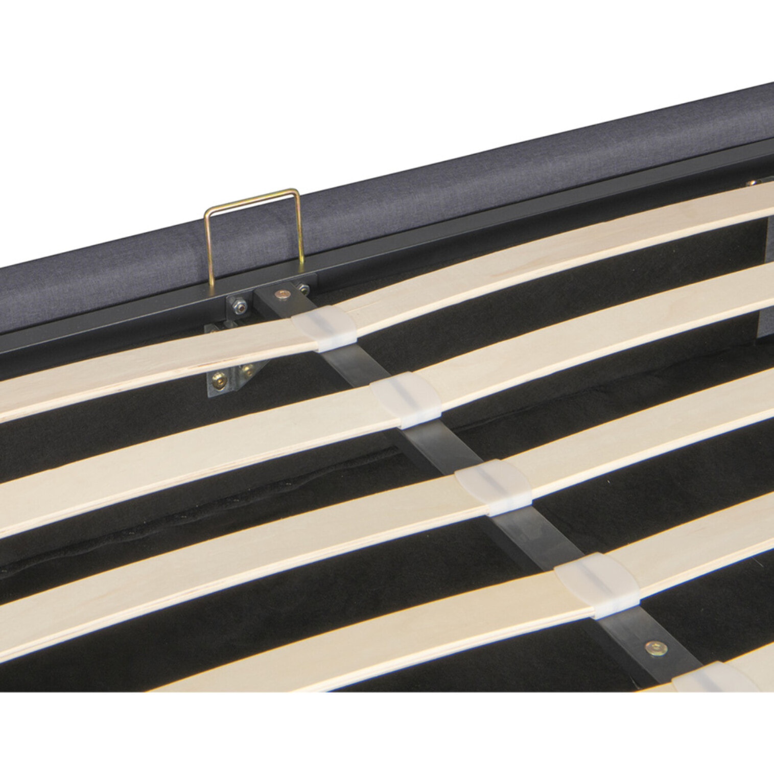 Lit coffre Otto en tissu gris avec sommier 160x200cm