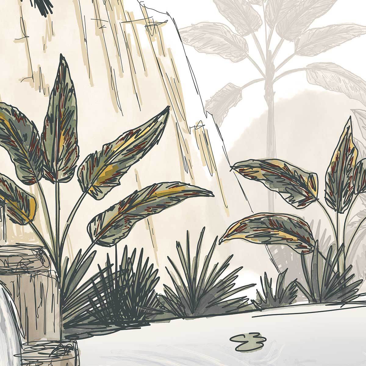 Papier peint panoramique Cascade tropicale  Intissé