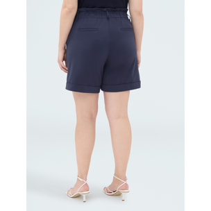 Fiorella Rubino - Pantalones Bermuda en Punto Milano - Azul