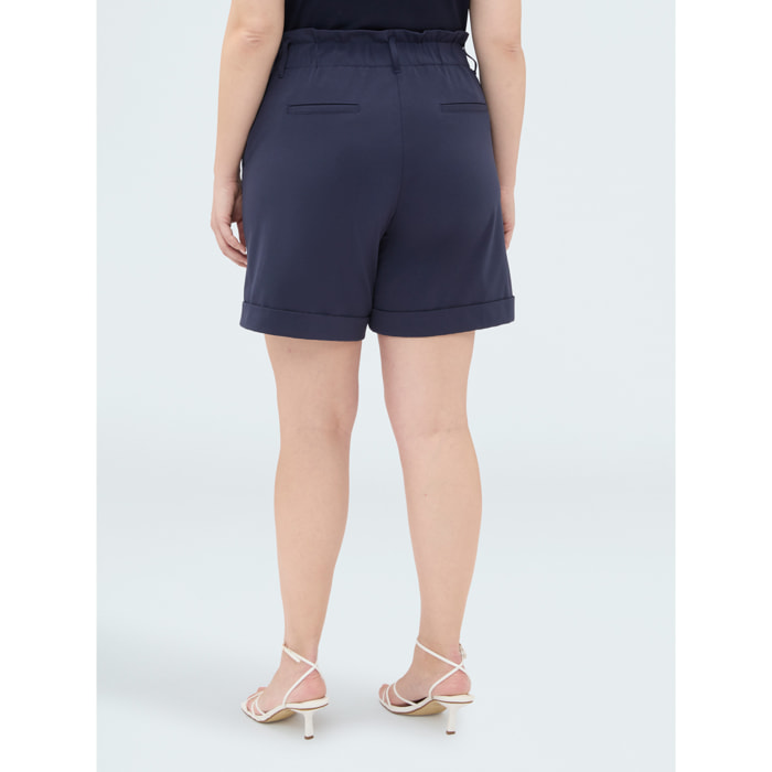Fiorella Rubino - Pantalones Bermuda en Punto Milano - Azul