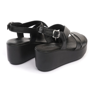 SANDALO ZEPPA INCROCIATO NERO
