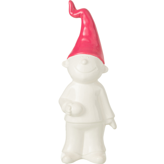 J-Line figurine Lutin Debout - céramique - blanc/fuschia - large